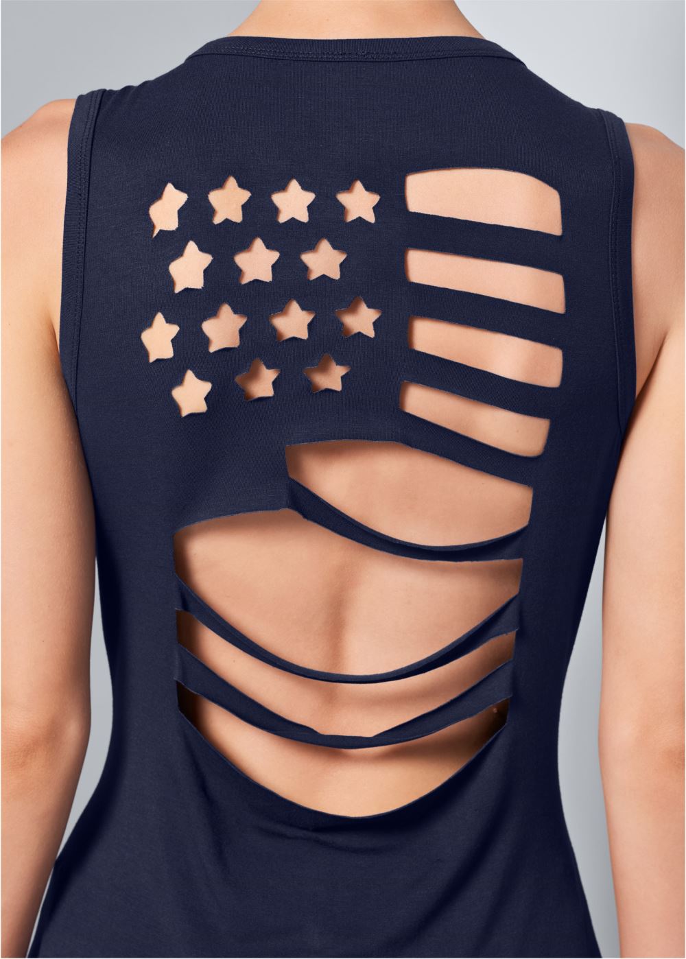 Venus Flag Cut Out Top in Navy