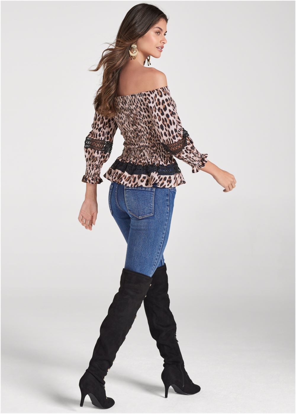 Venus Sand Dune Linen Cheetah Top in Brown Multi