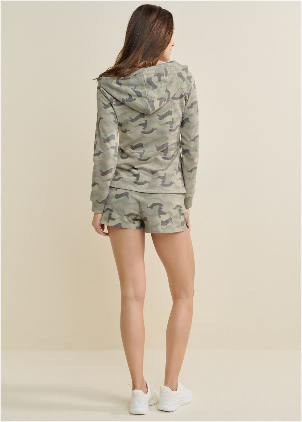 Venus Lounge Hoodie Shorts Set - Green Multi