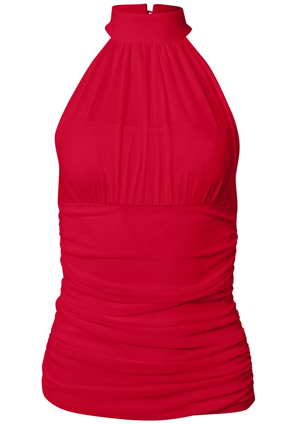 Venus Mesh Mock-Neck Top in Red