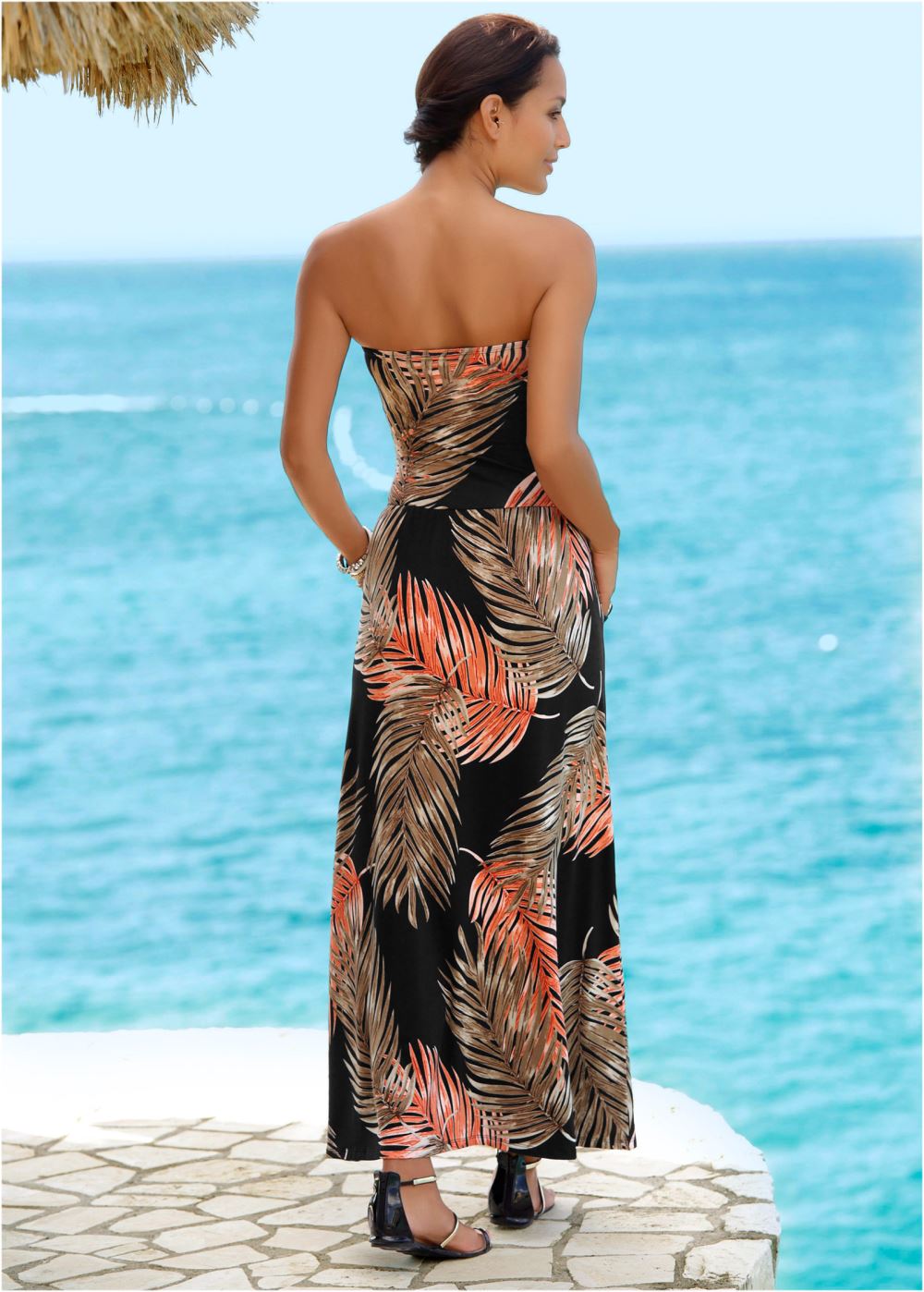 Venus Strapless Maxi Dress - Black Multi
