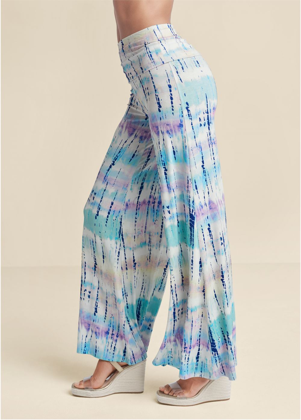 Venus White Multi TIE DYE FOLD OVER PANTS