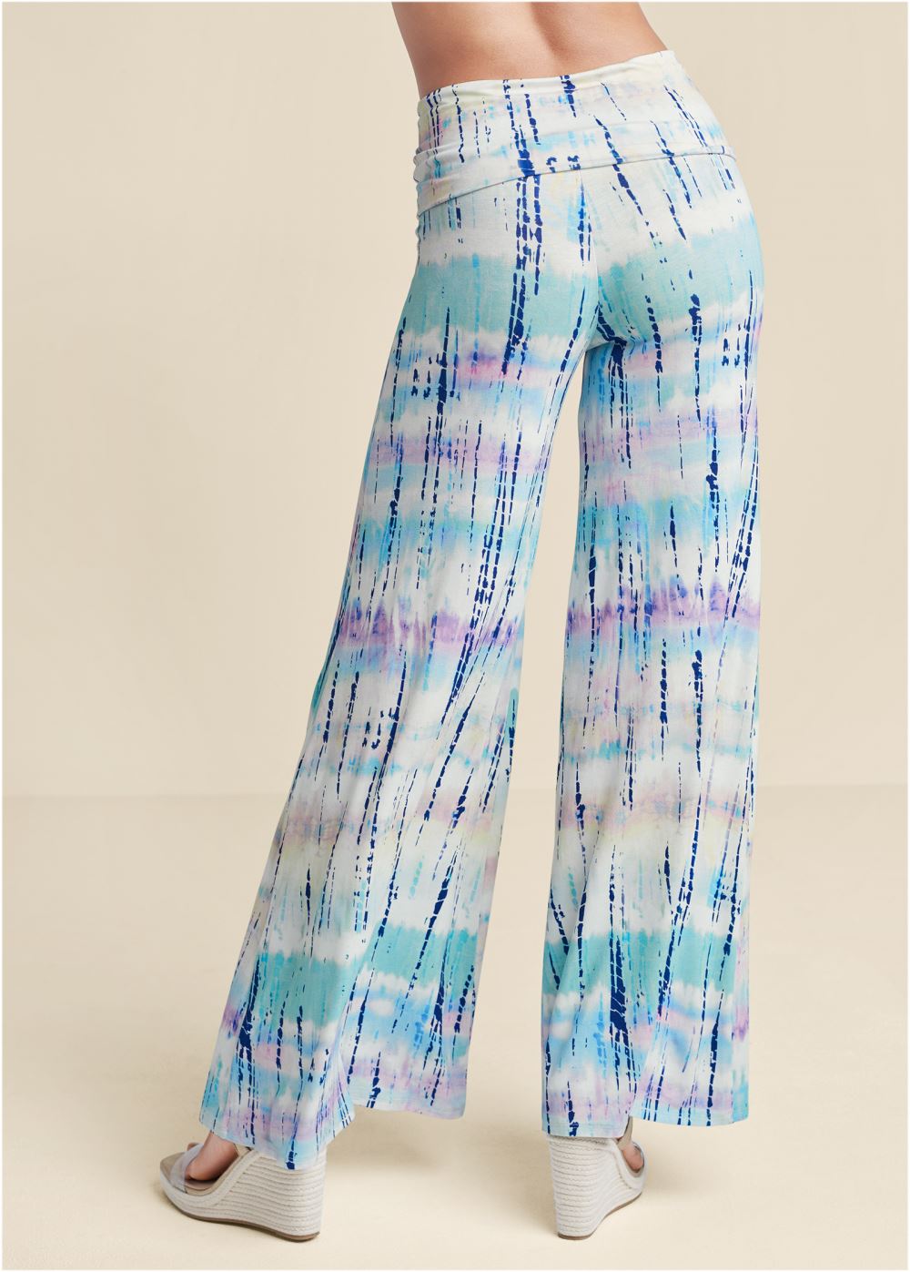 Venus White Multi TIE DYE FOLD OVER PANTS