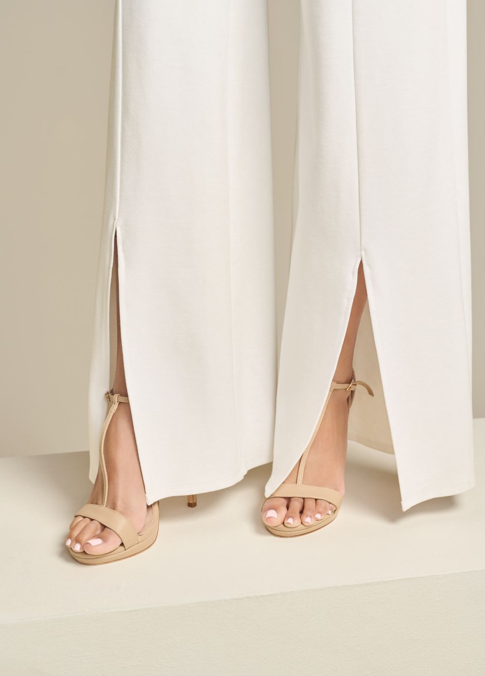 Venus Front Slit Jumpsuit in Off White