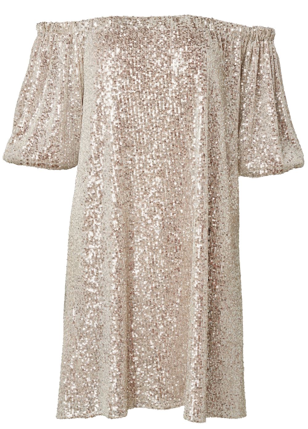 Venus Sequin Off-The-Shoulder Dress - Silver