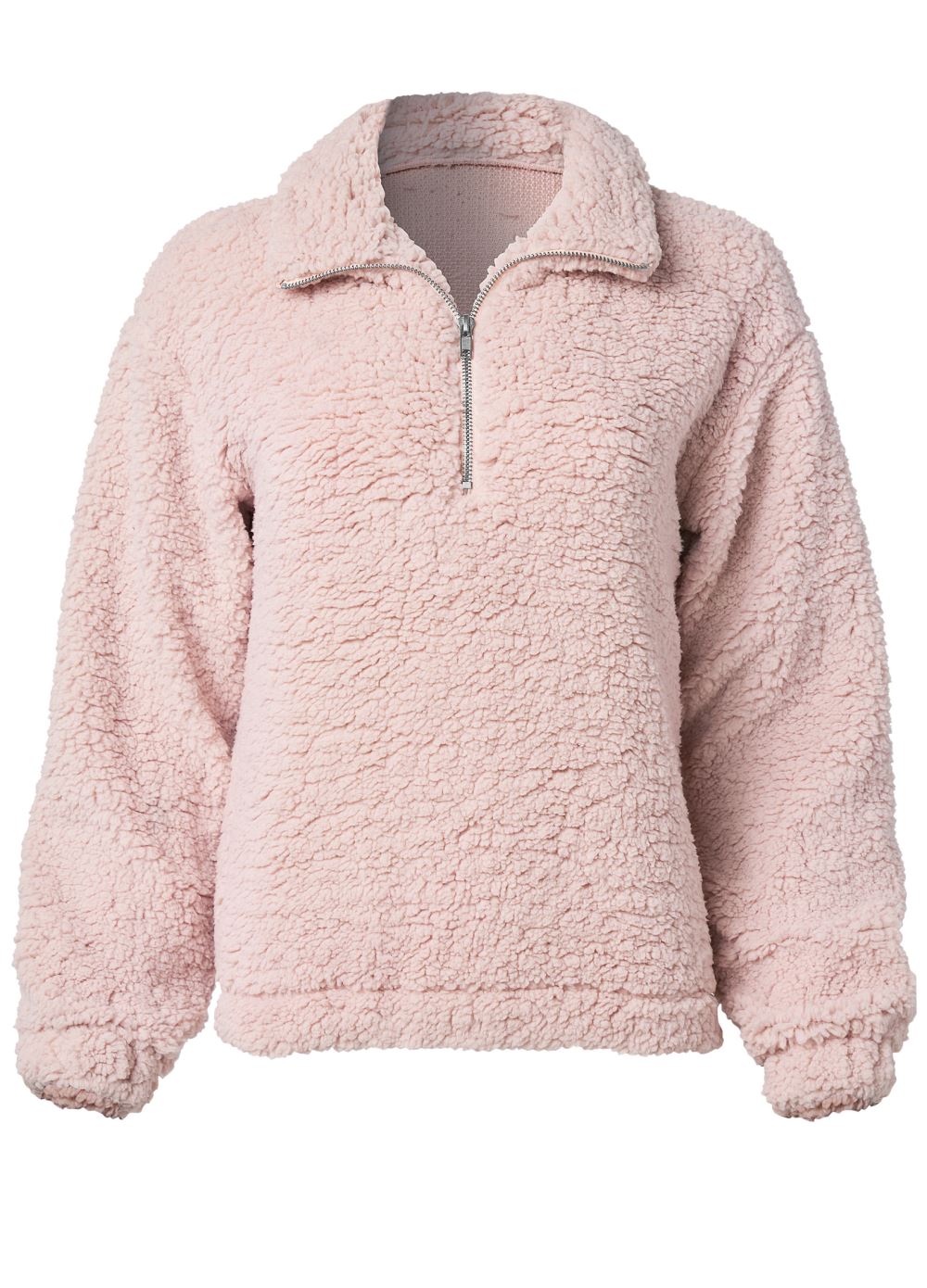Venus Cozy Sherpa Collar Sweatshirt in Peach Blush