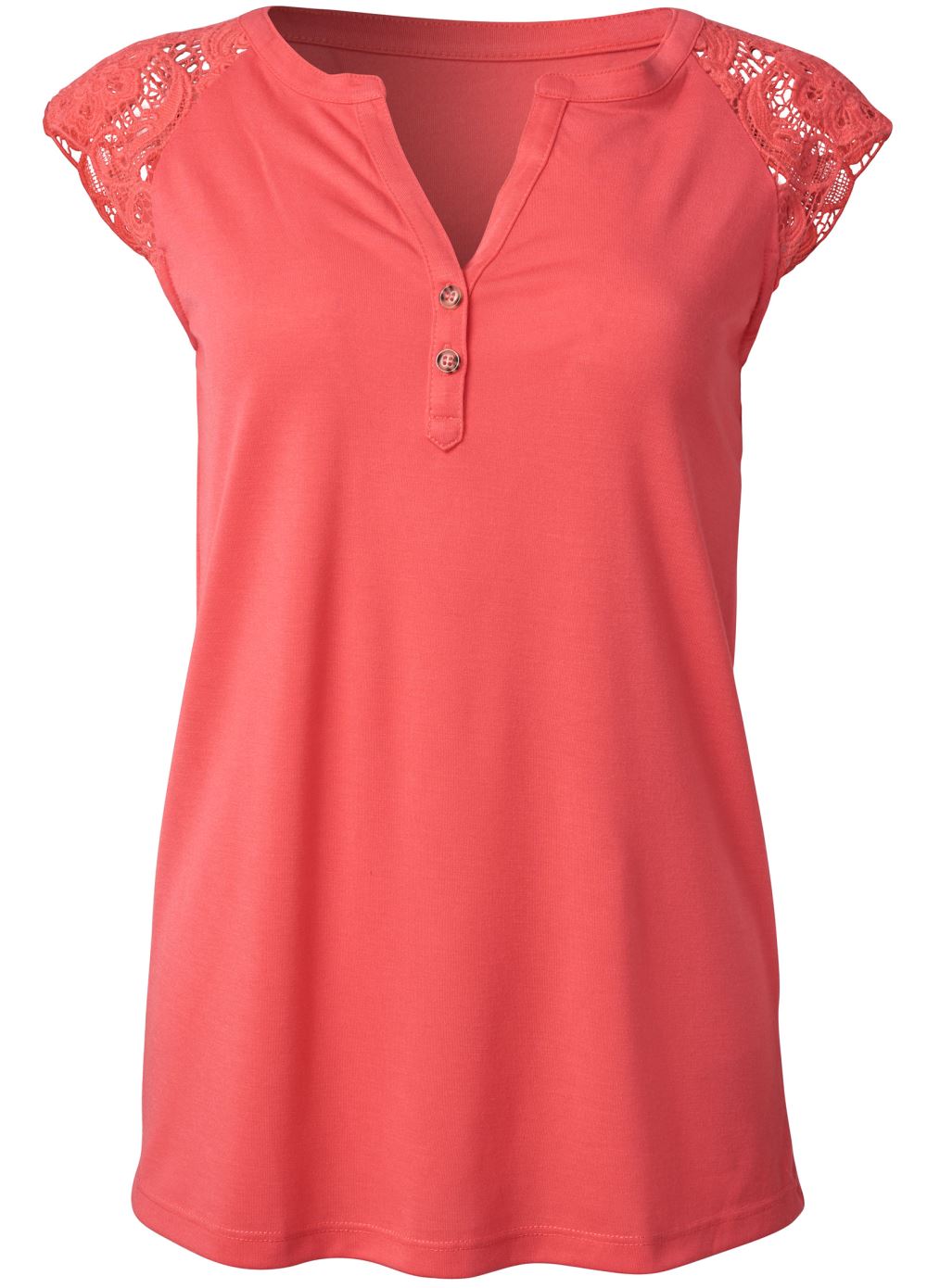 Venus Lace Cap Sleeve Top in Coral