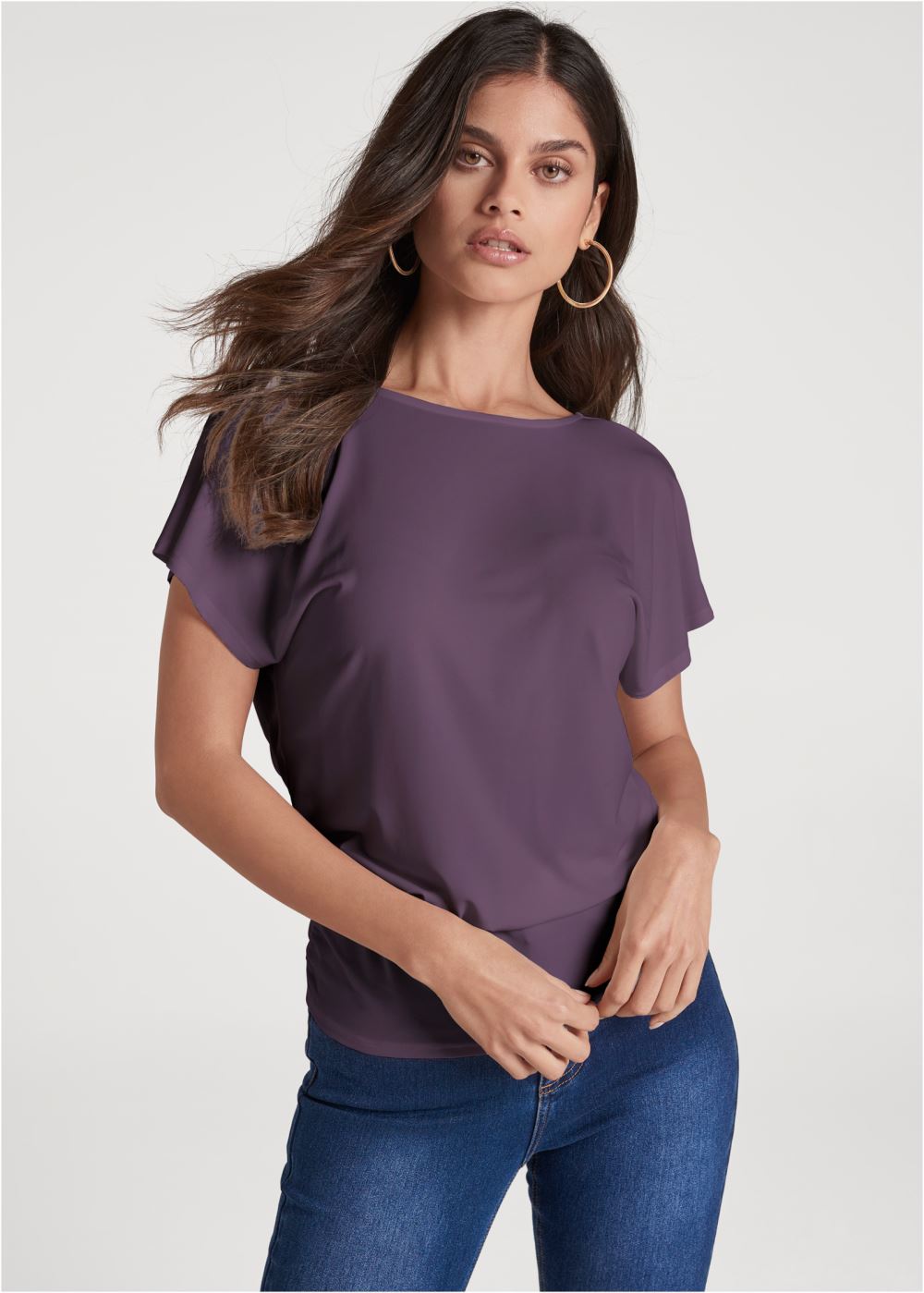 Venus Bow Detail Top in Dark Wine