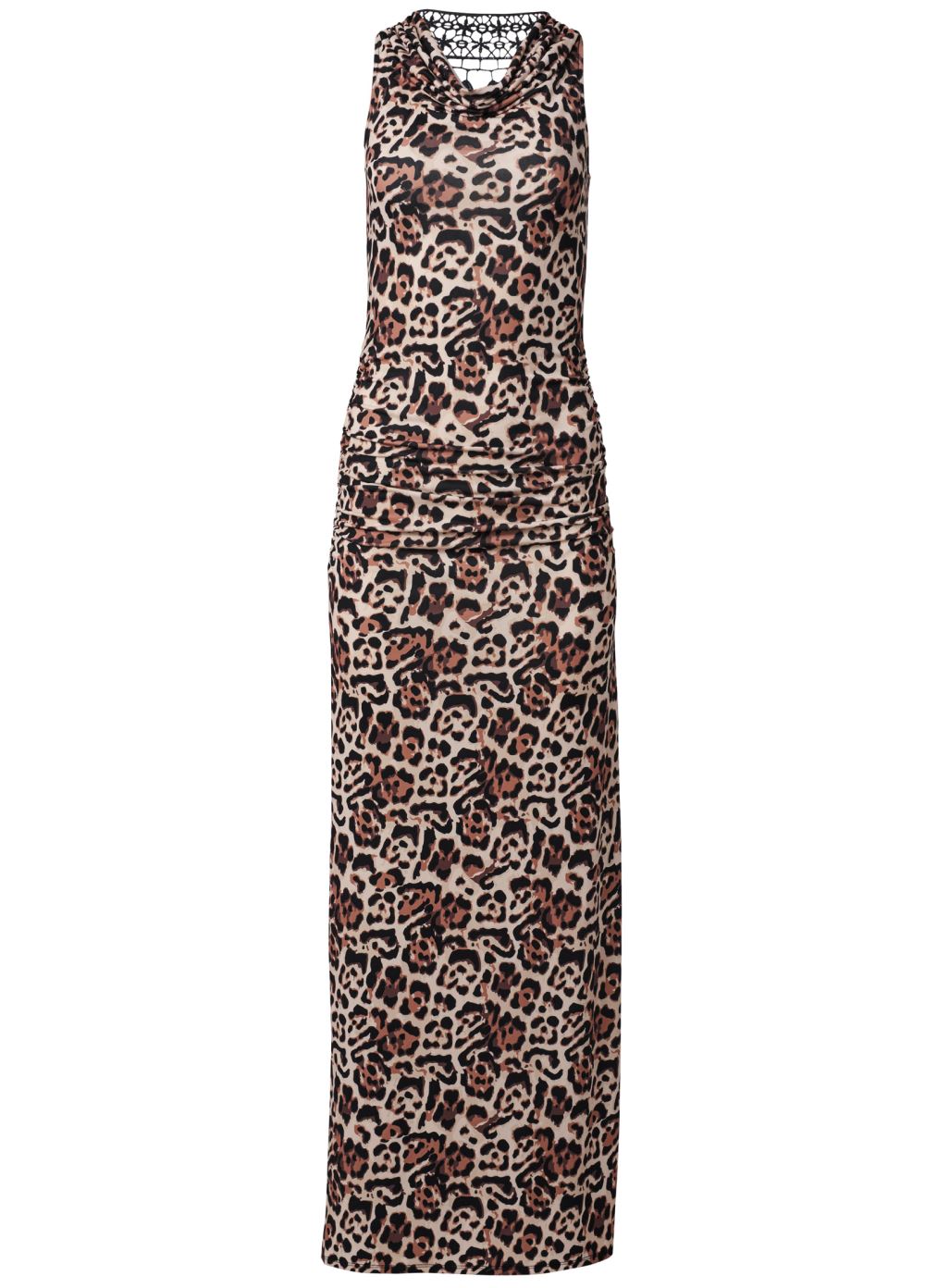 Venus Crochet Back Leopard Dress - Off White Multi