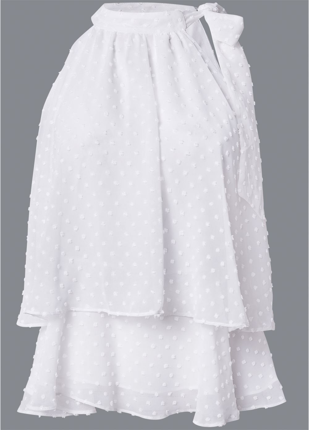 Venus Swiss Dot Mock-Neck Top in White