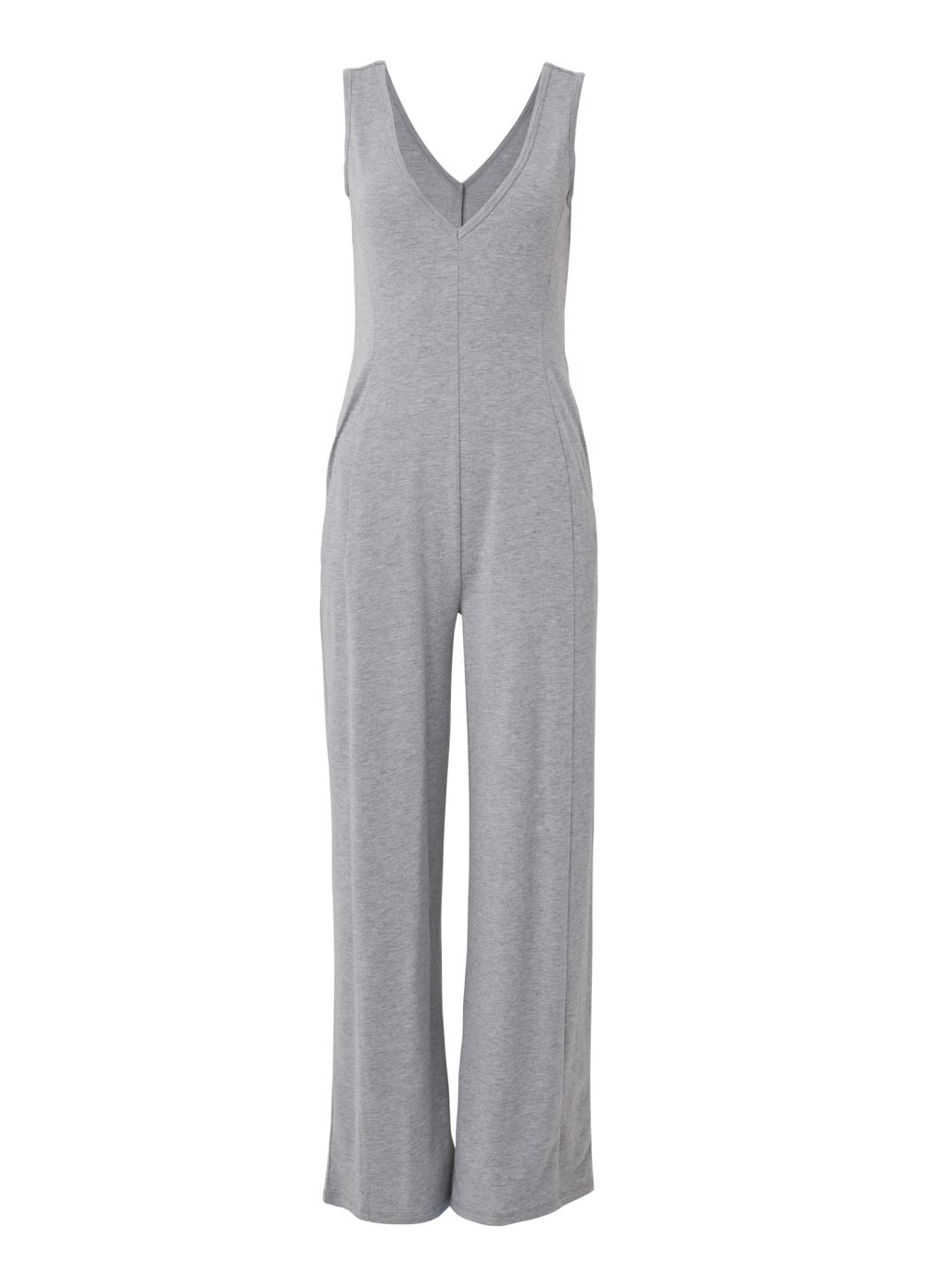 Venus Relaxed V-Neck Jumpsuit in Heather Grey