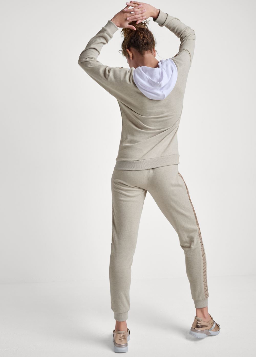 Venus Sequin Stripe Pant Set in Heathered Oatmeal