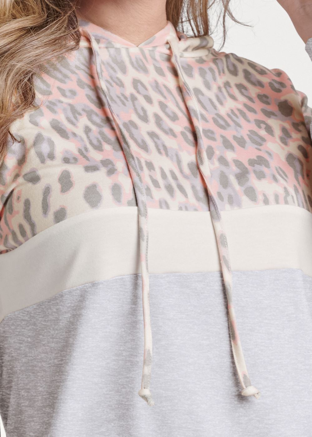 Venus Cozy Leopard Print Hoodie in Grey Multi