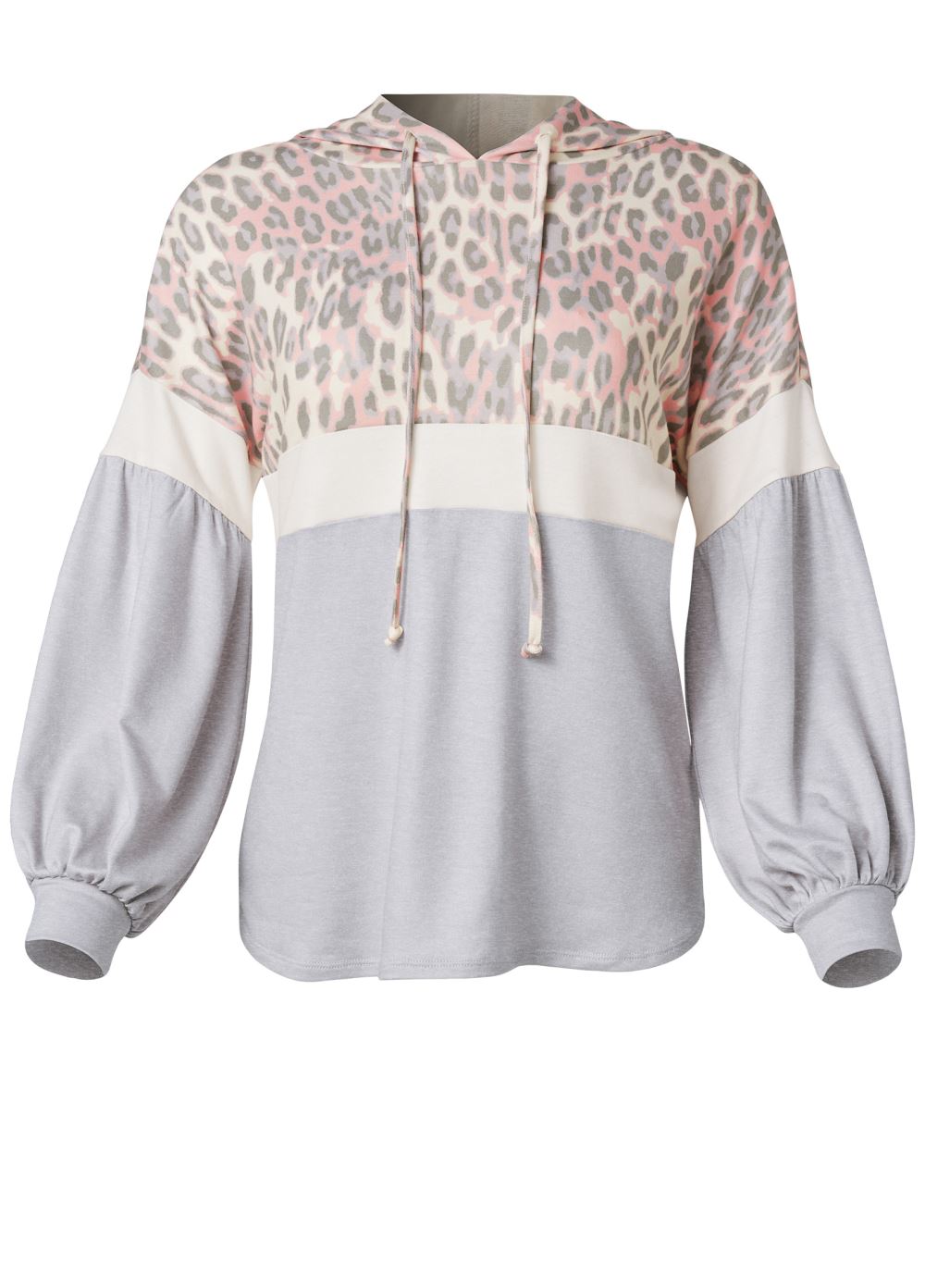 Venus Cozy Leopard Print Hoodie in Grey Multi