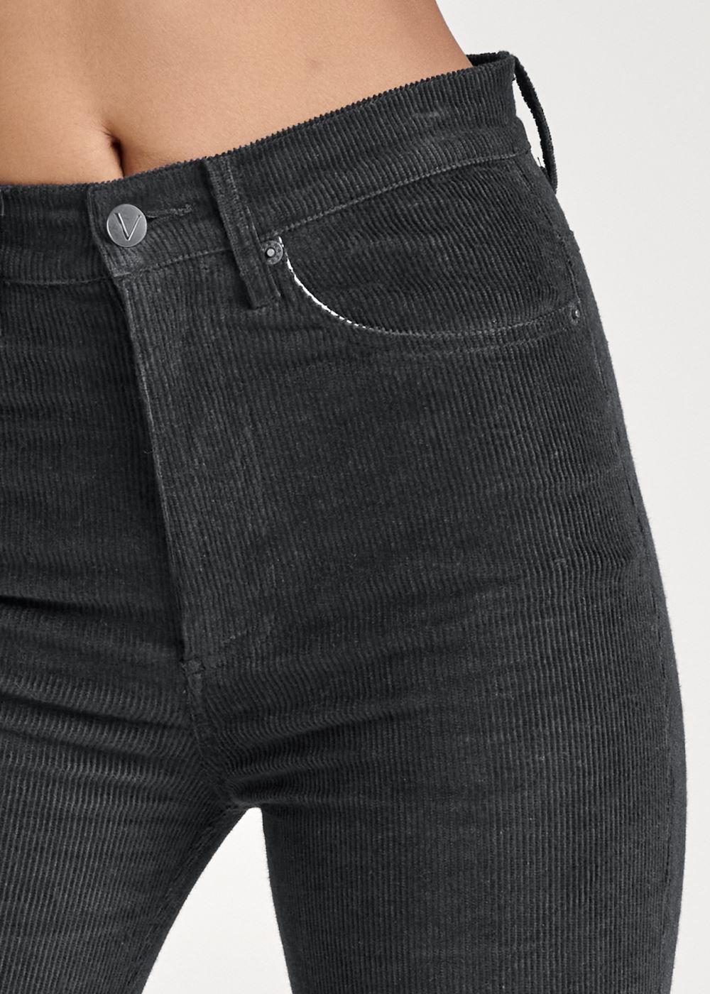 Venus Corduroy Flared Pants in Black