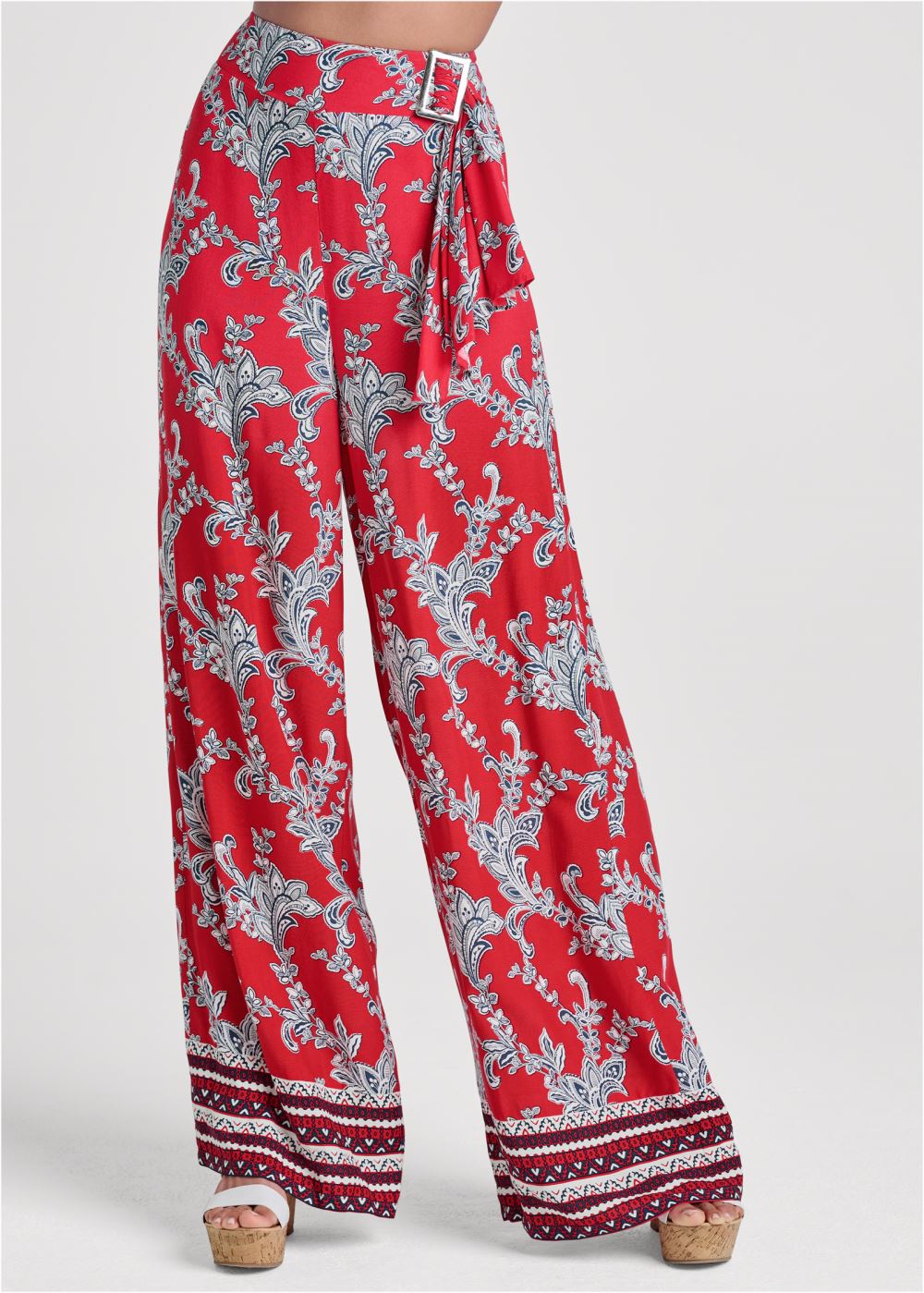 Venus Paisley Patriotic Pants in Red And Blue