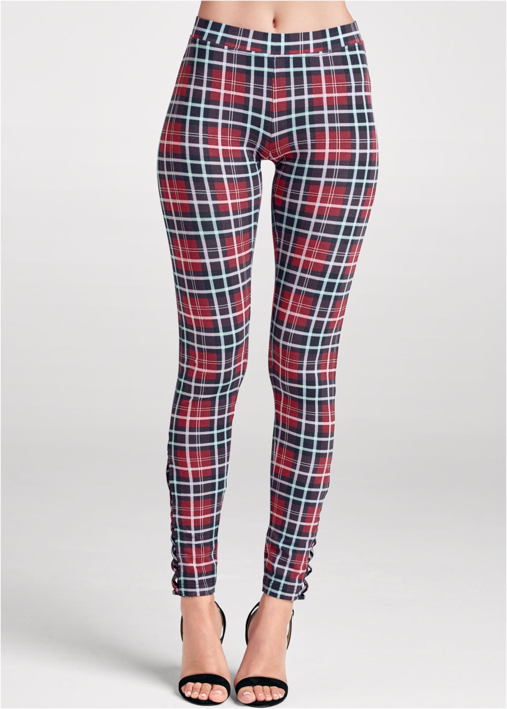 Venus Ankle Detail Leggings in Red Multi