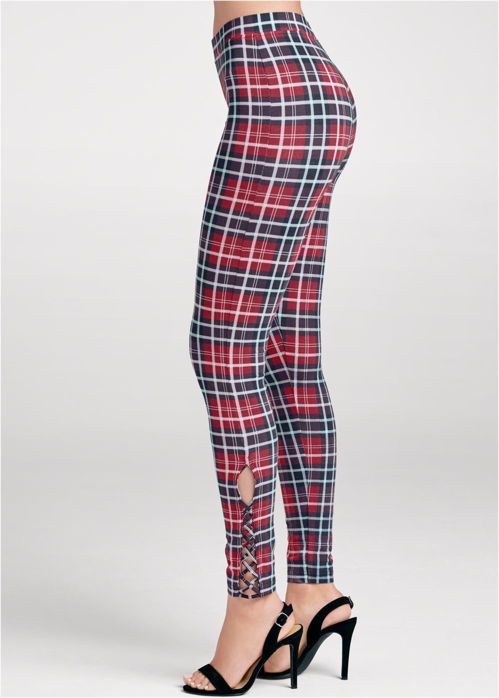 Venus Ankle Detail Leggings in Red Multi
