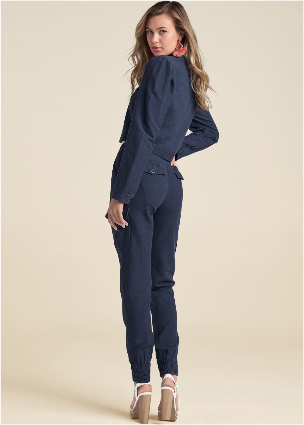 Venus Linen Jogger Pants Set in Blue