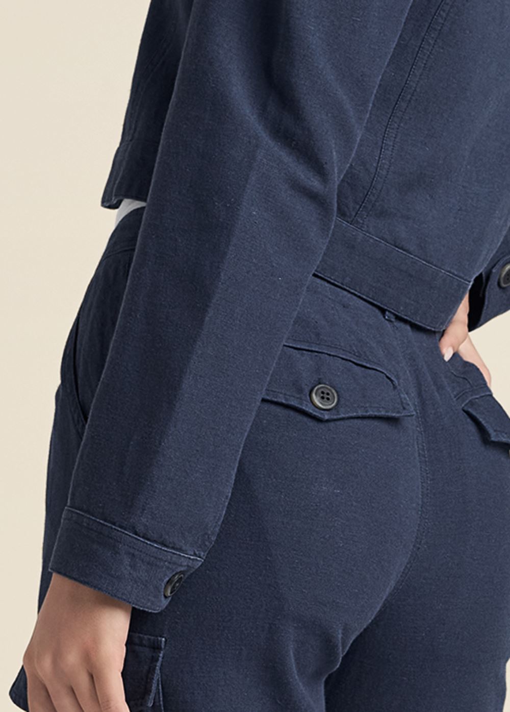 Venus Linen Jogger Pants Set in Blue