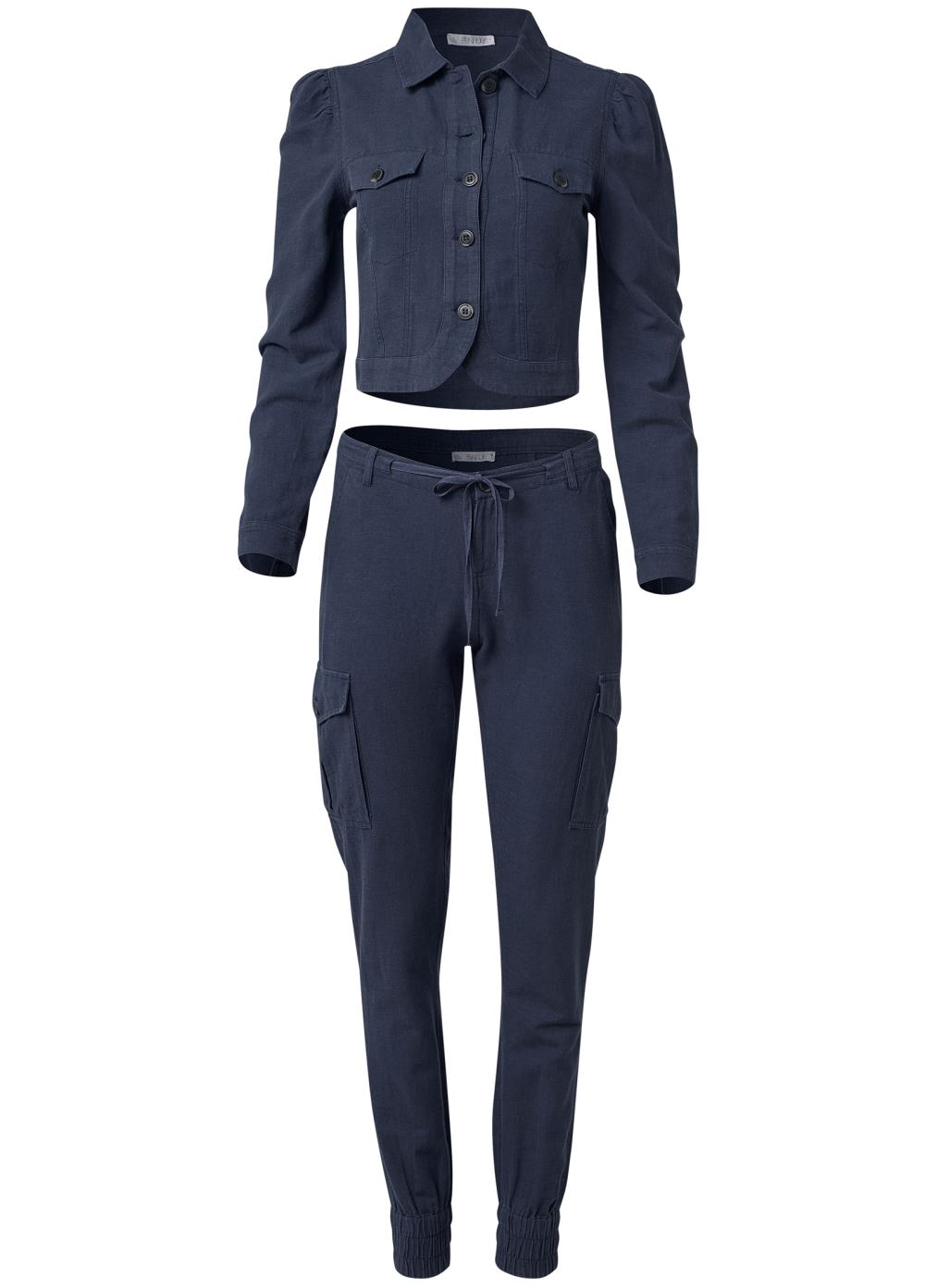 Venus Linen Jogger Pants Set in Blue