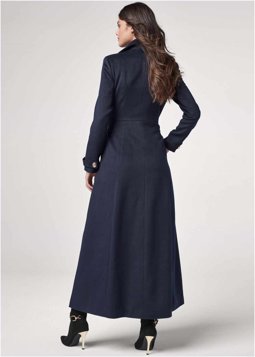 Venus A-Line Double Breasted Coat in Navy