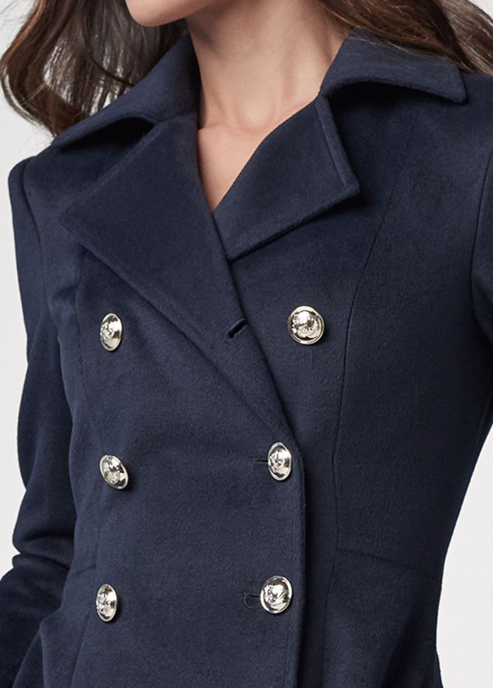 Venus A-Line Double Breasted Coat in Navy