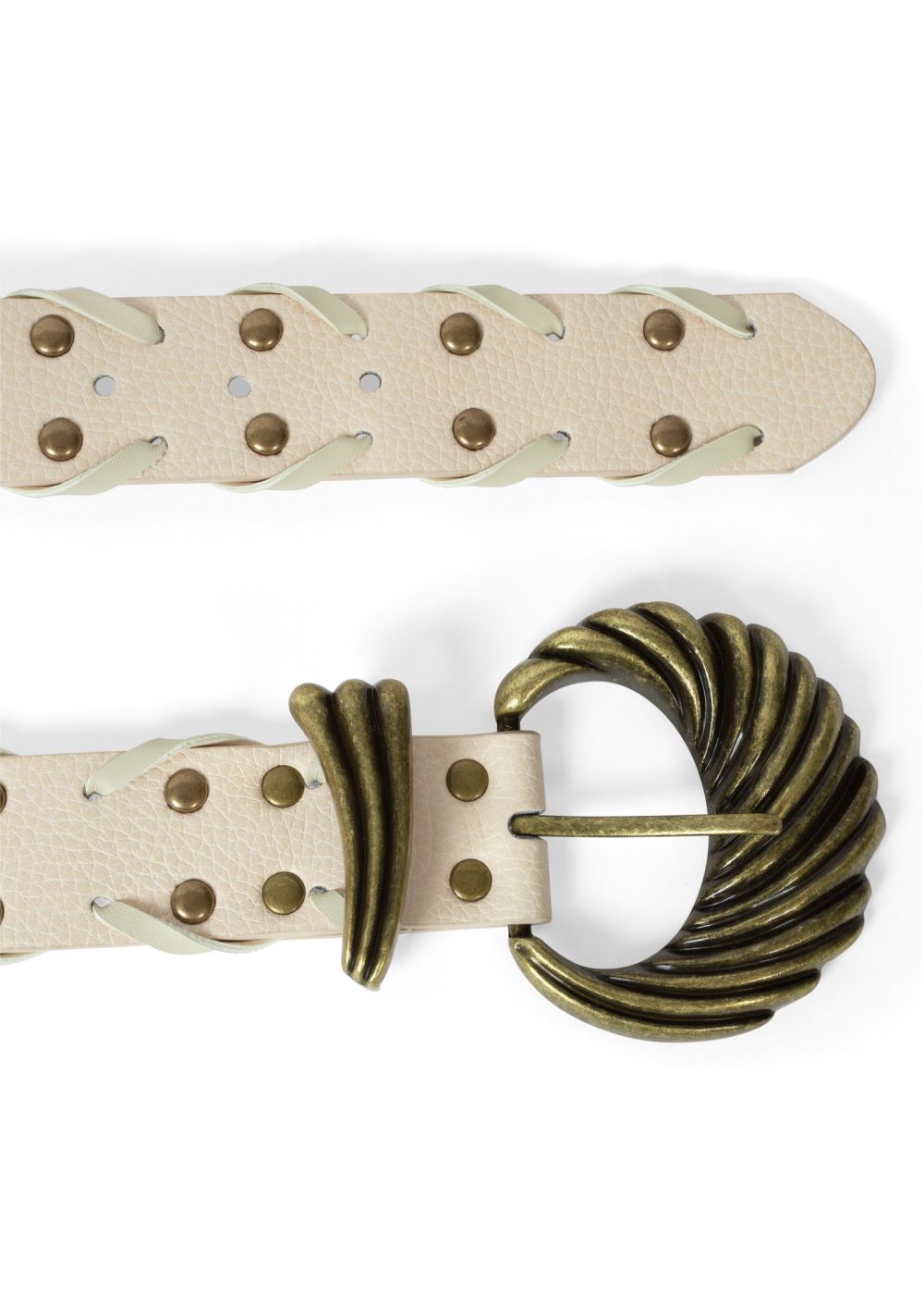 Venus Aurora Studded Woven Belt in Natural Multi