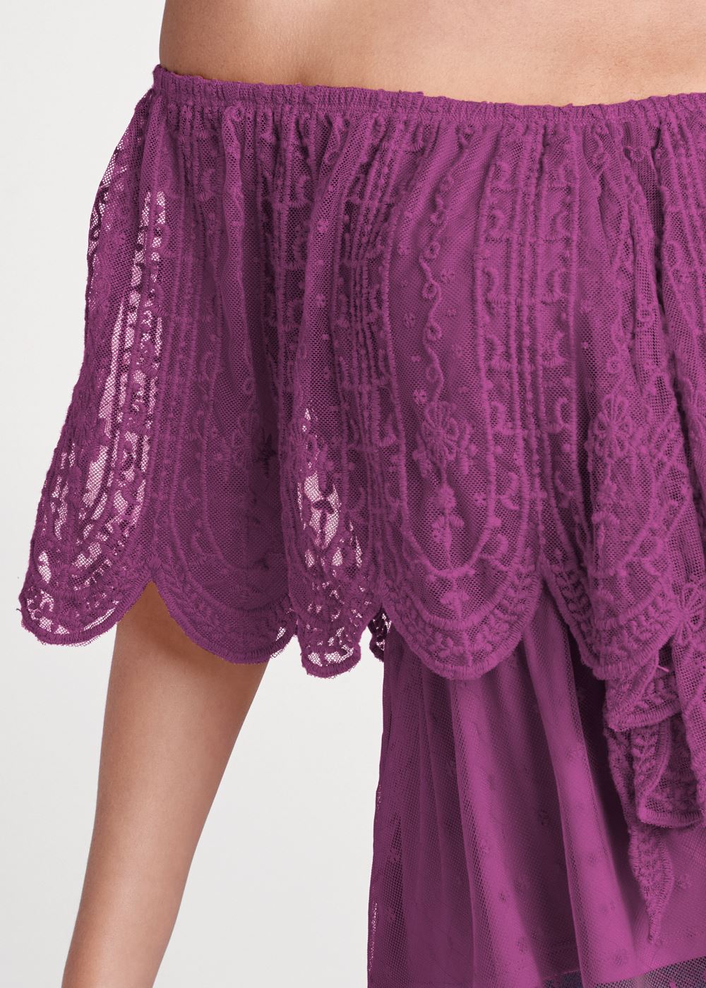 Venus Lace Off-The-Shoulder Top in Purple