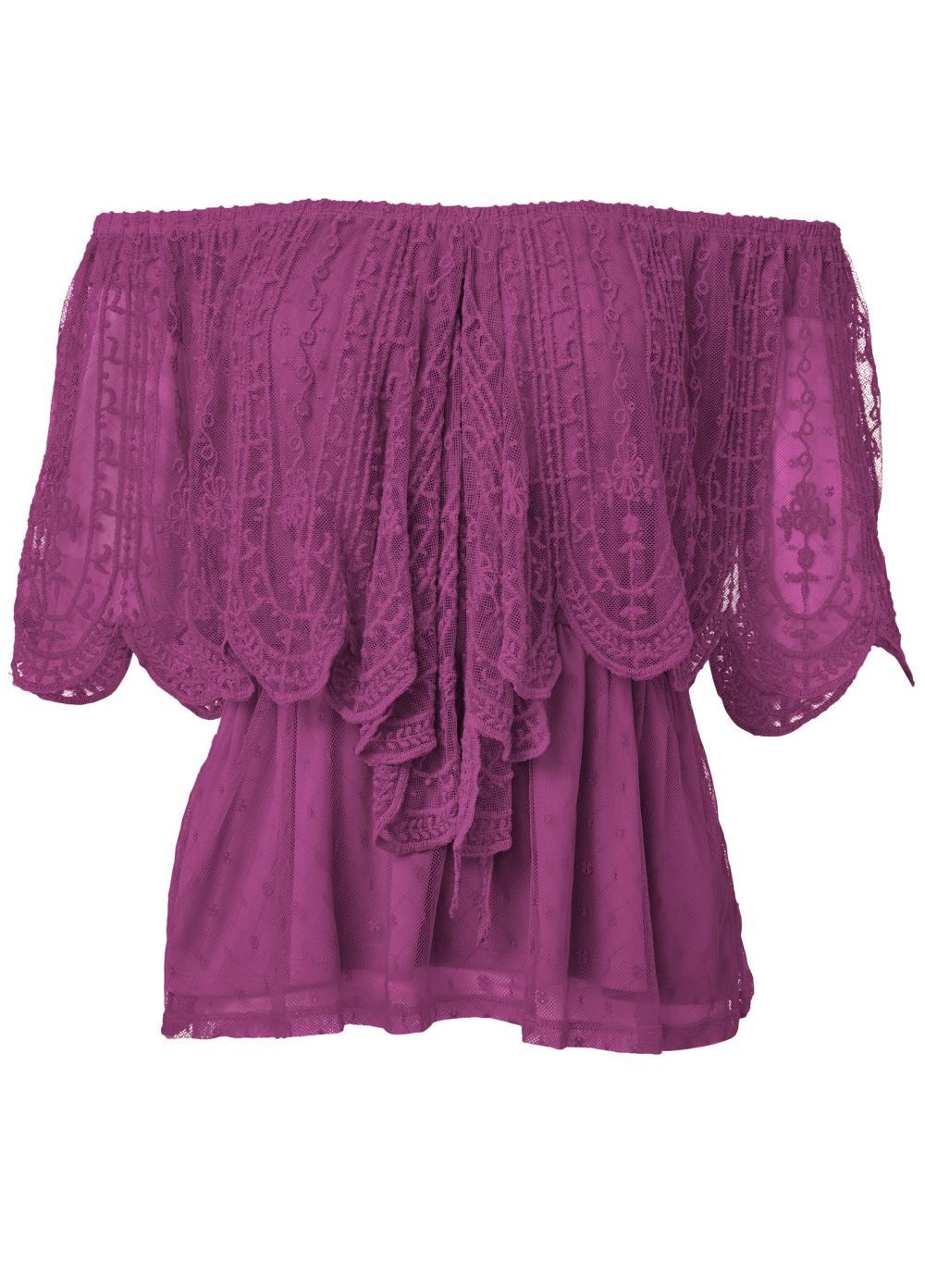 Venus Lace Off-The-Shoulder Top in Purple