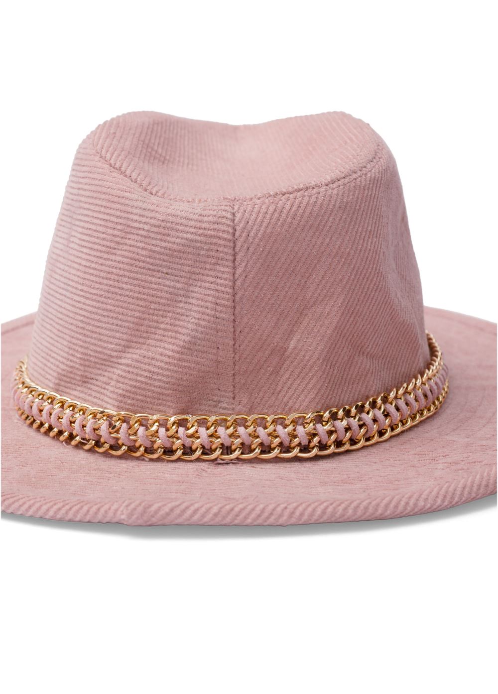 Venus Wide Brim Chain Trim Fedora in Pink