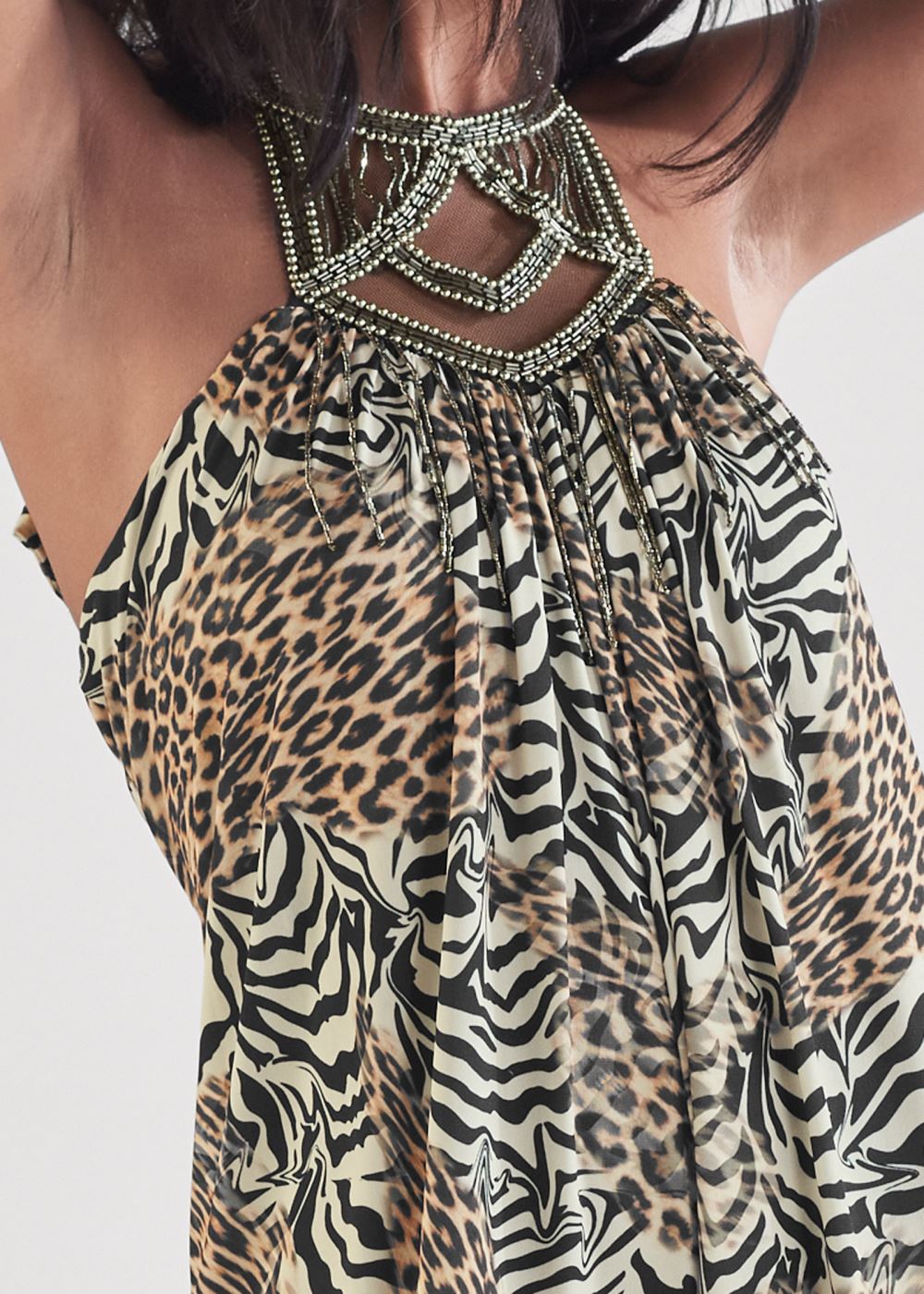 Venus Abstract Animal Print Jumpsuit in Brown Multi