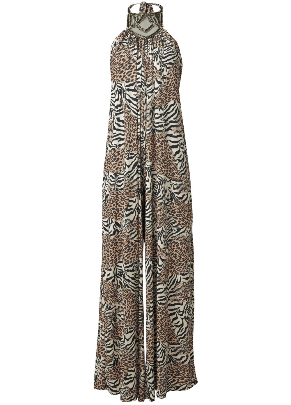 Venus Abstract Animal Print Jumpsuit in Brown Multi