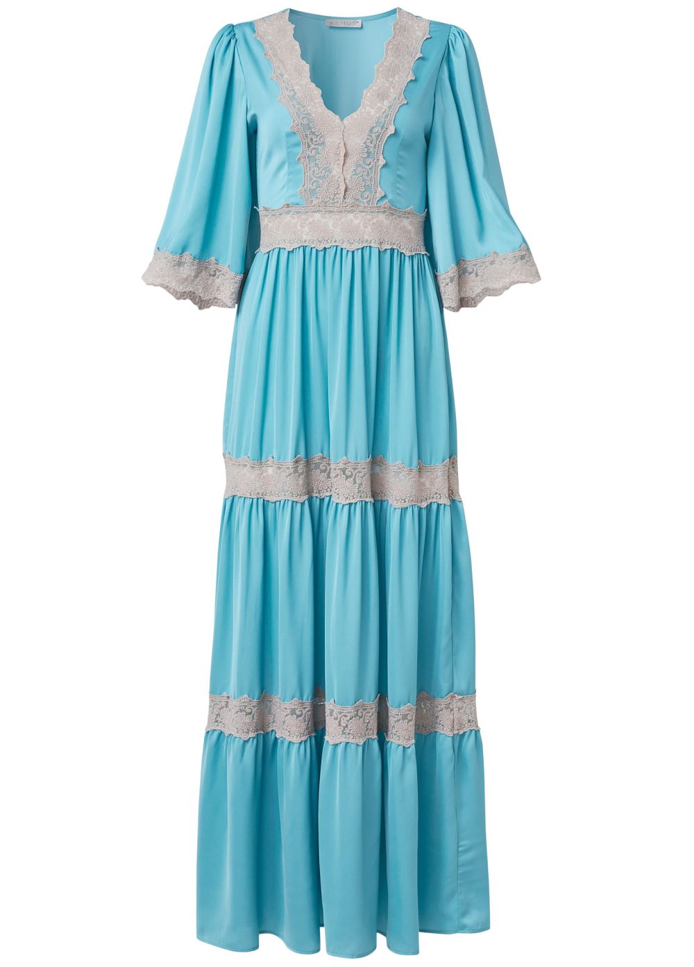 Venus Lace Detail Maxi Dress - Aqua Multi