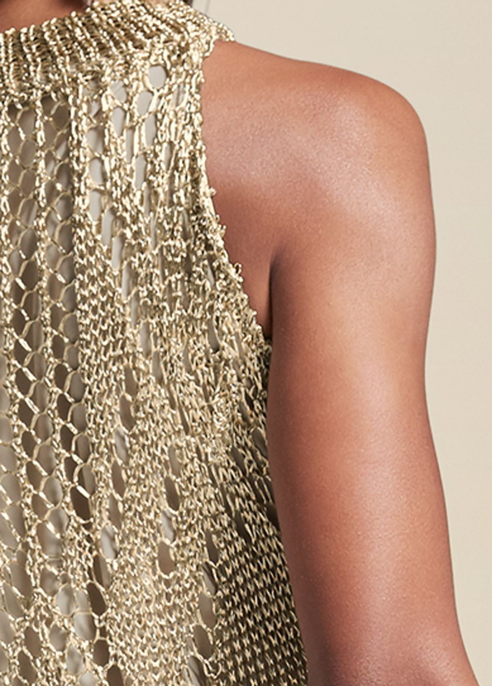 Venus Metallic Crochet Dress - Gold