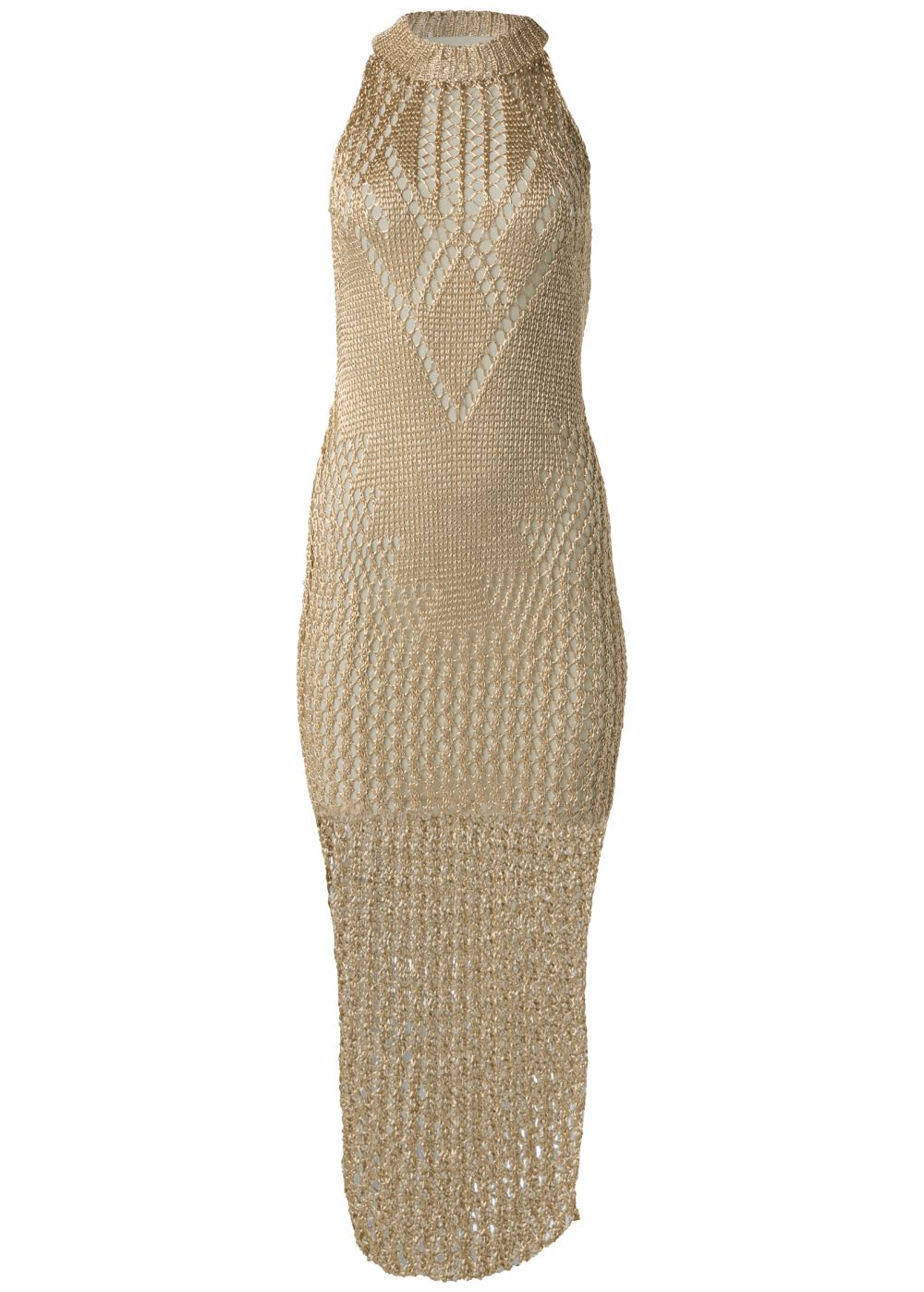 Venus Metallic Crochet Dress - Gold