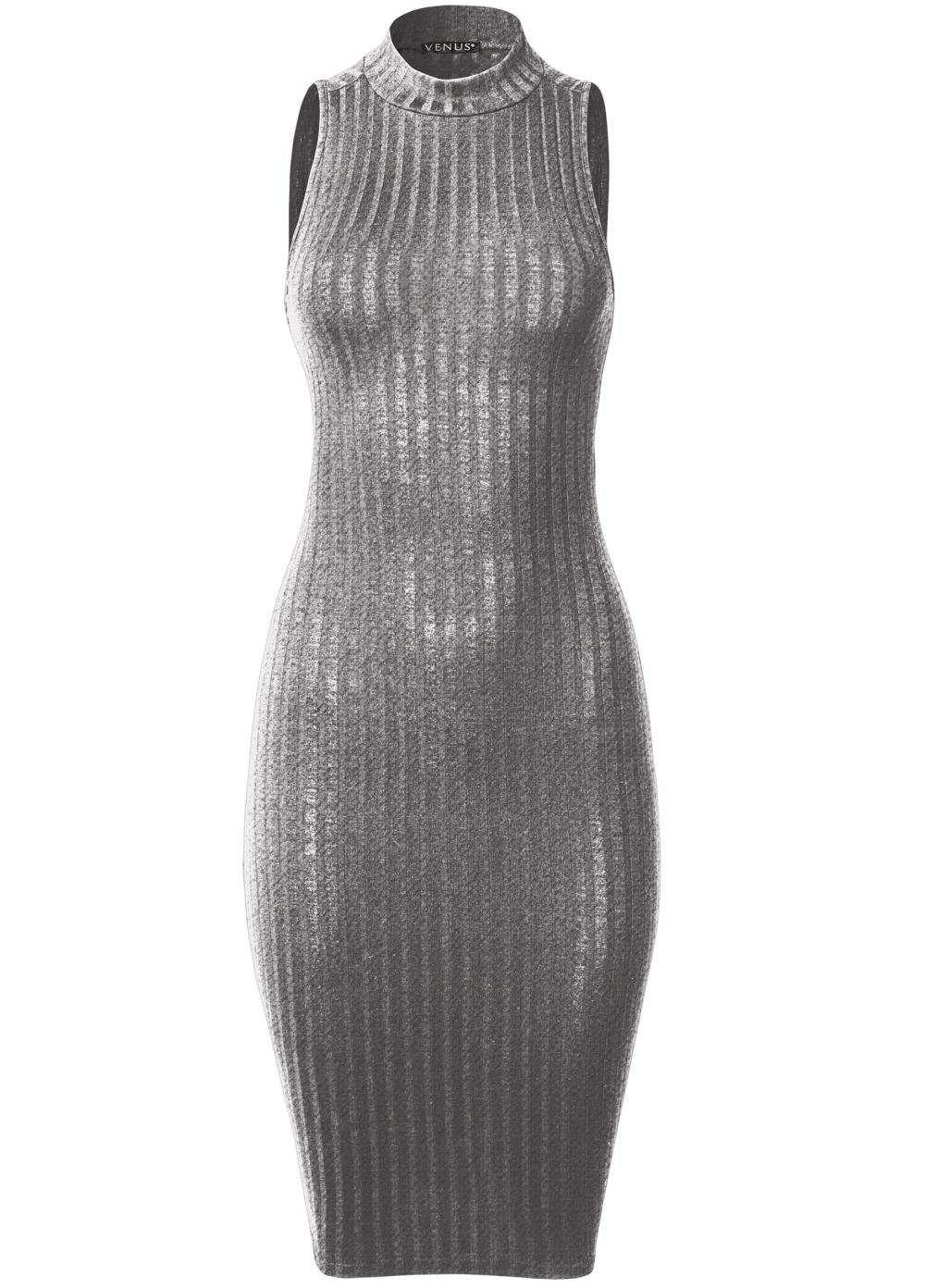 Venus Ribbed Twist-Back Dress - Heather Grey
