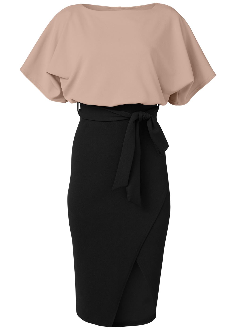 Venus Color Block Dress - Tan & Black