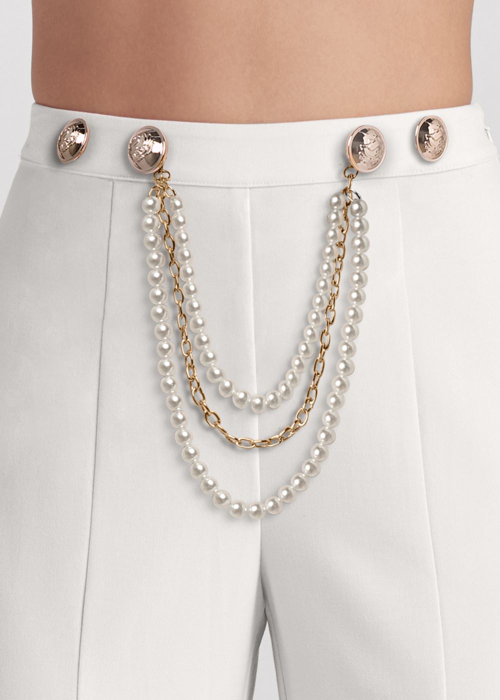 Venus Ruffle Hem Pants With Removable Trim in Off White