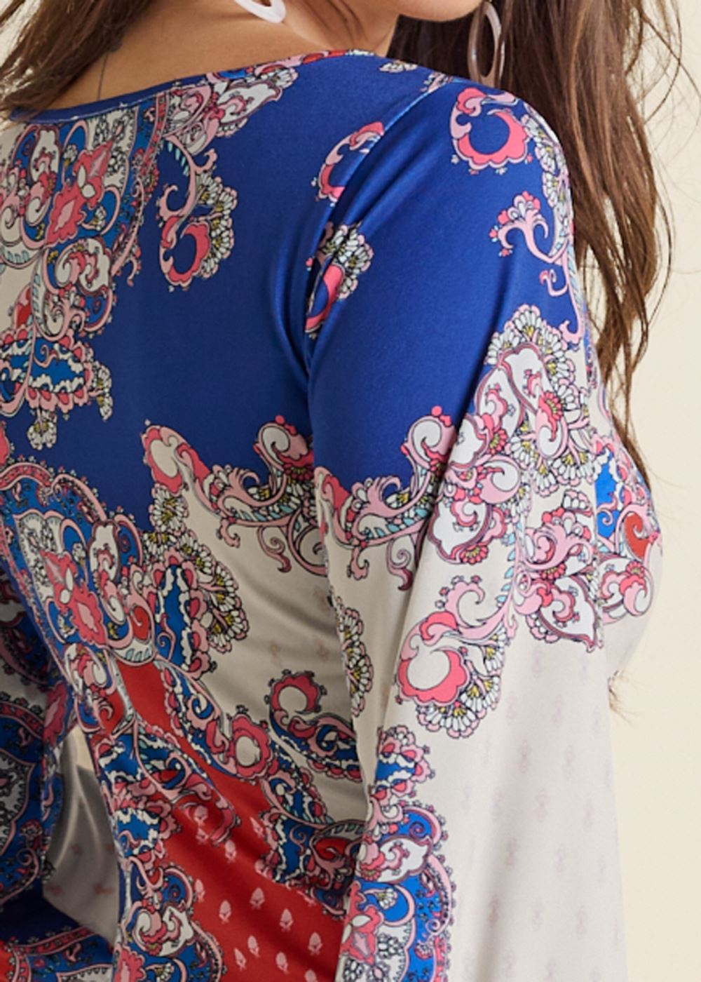 Venus Ruched Printed Top in Red Multi