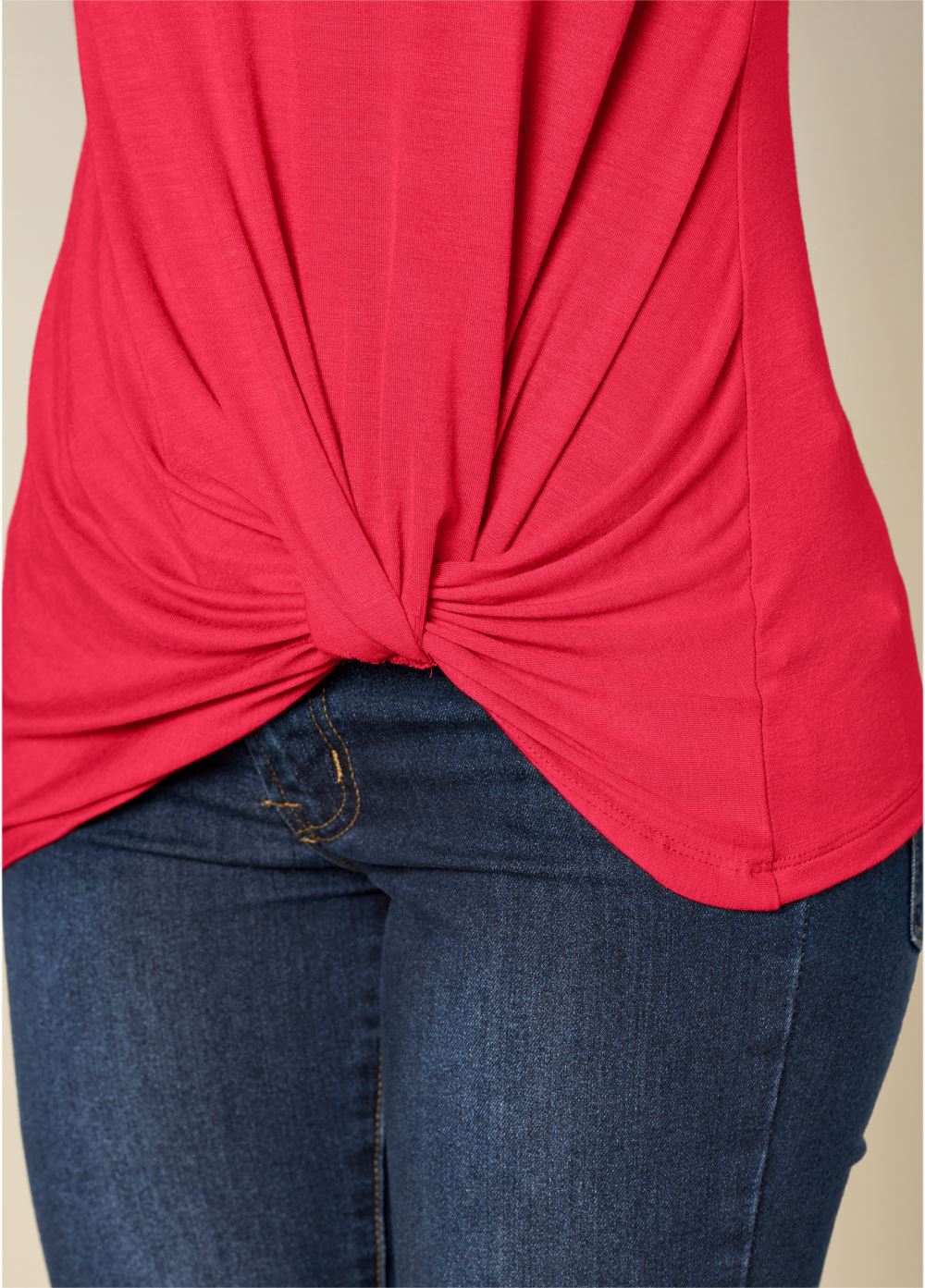 Venus Twisted Knot Detail Top in Red