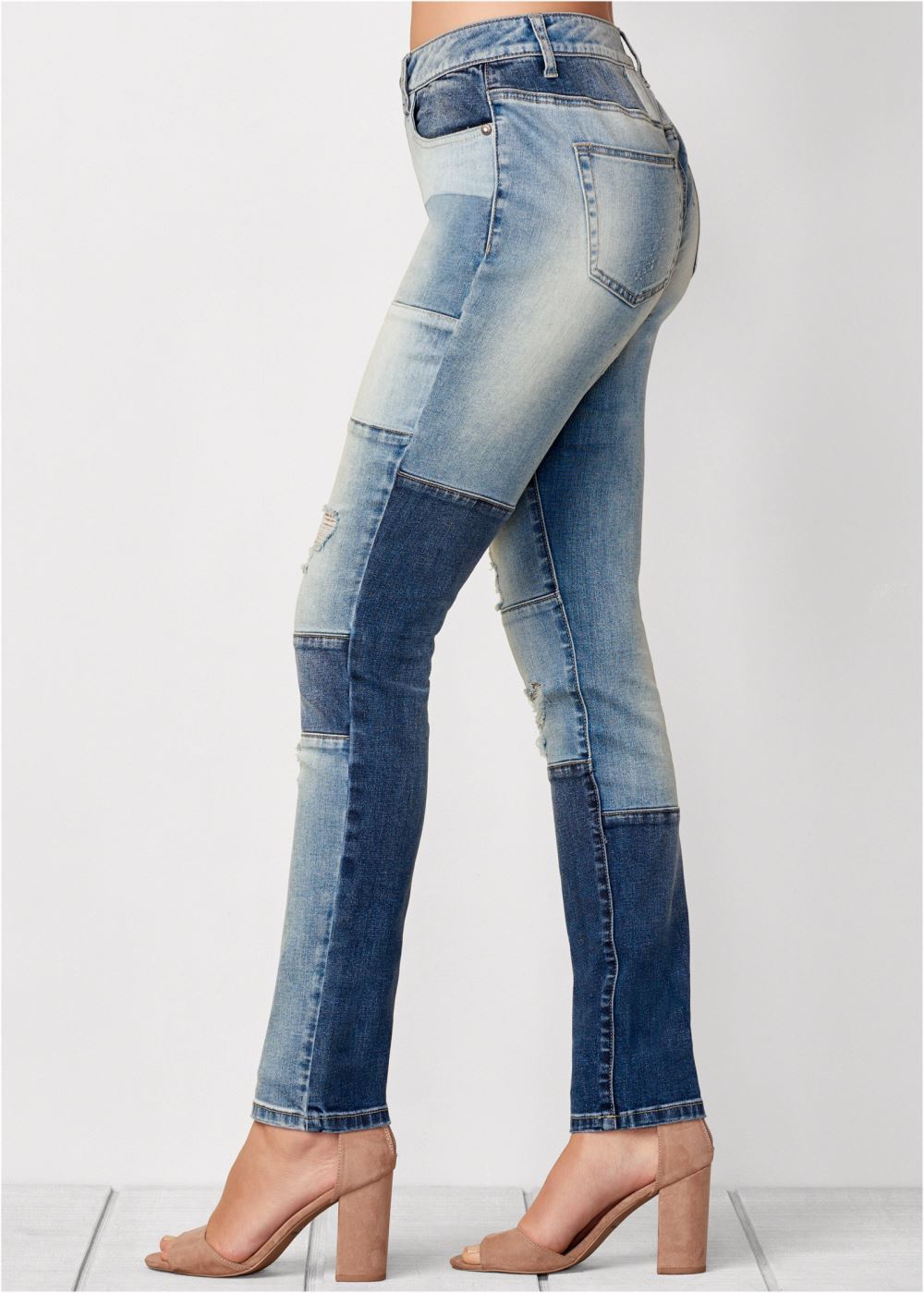 Venus Medium Wash DISTRESSED PATCHWORK JEANS