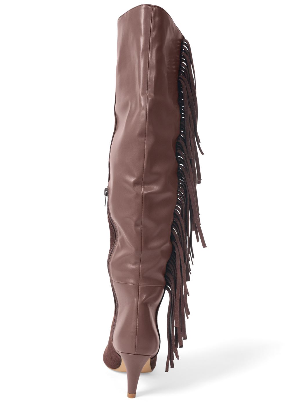 Venus Faux-Suede Fringe Boots in Brown