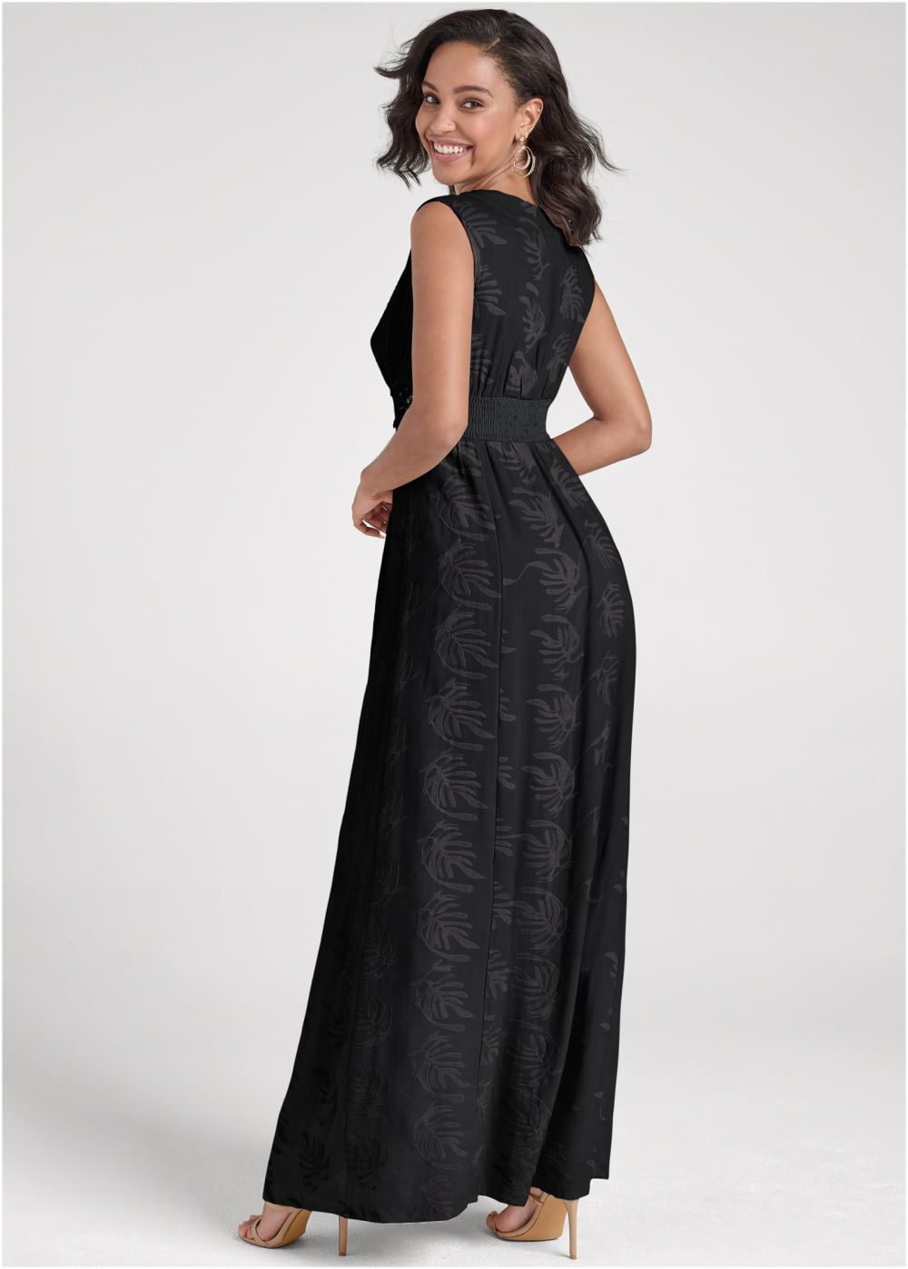 Venus Embroidered Maxi Dress - Black