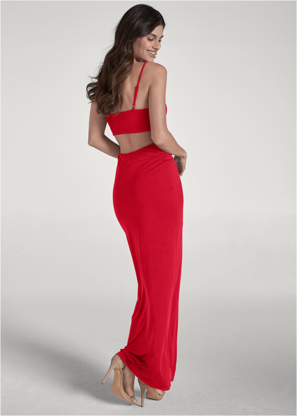 Venus Shape Embrace High-Slit Dress - Red