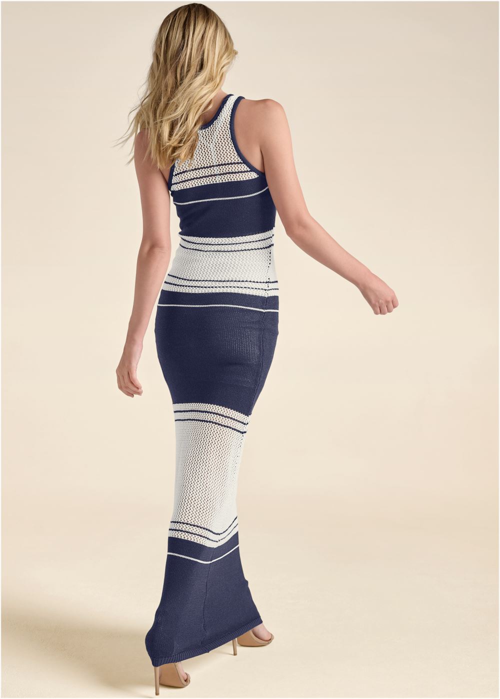 Venus Color Block Sweater Dress - Off White & Navy