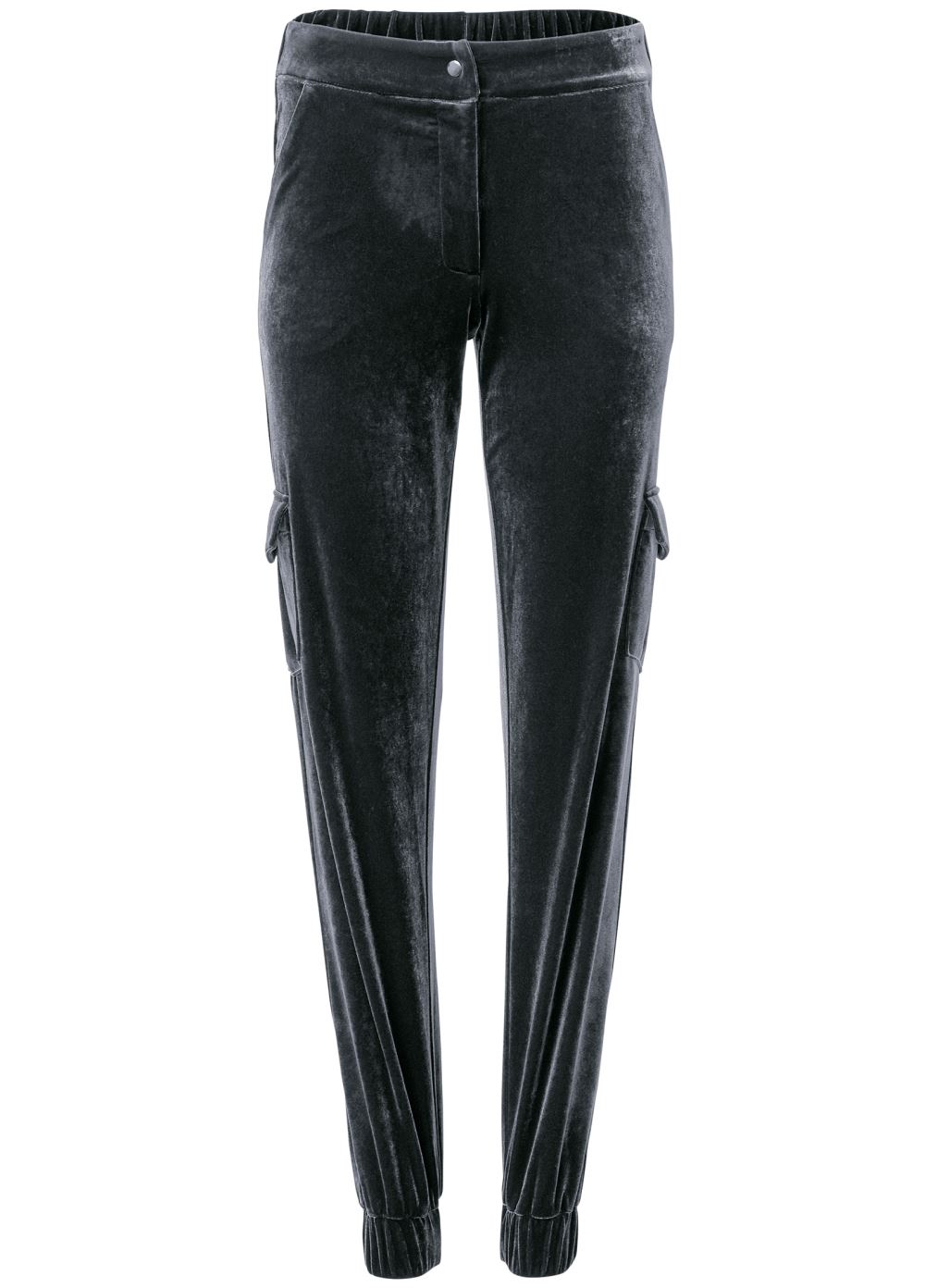 Venus Velvet Cargo Jogger Pants in Dark Grey