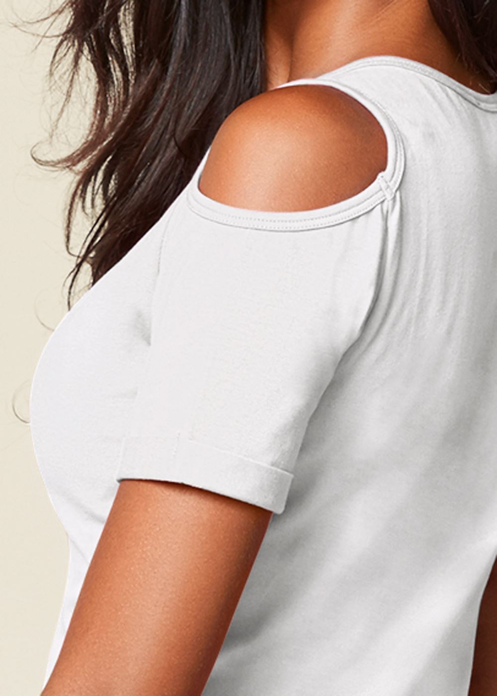 Venus Cold-Shoulder Zipper Top in Off White