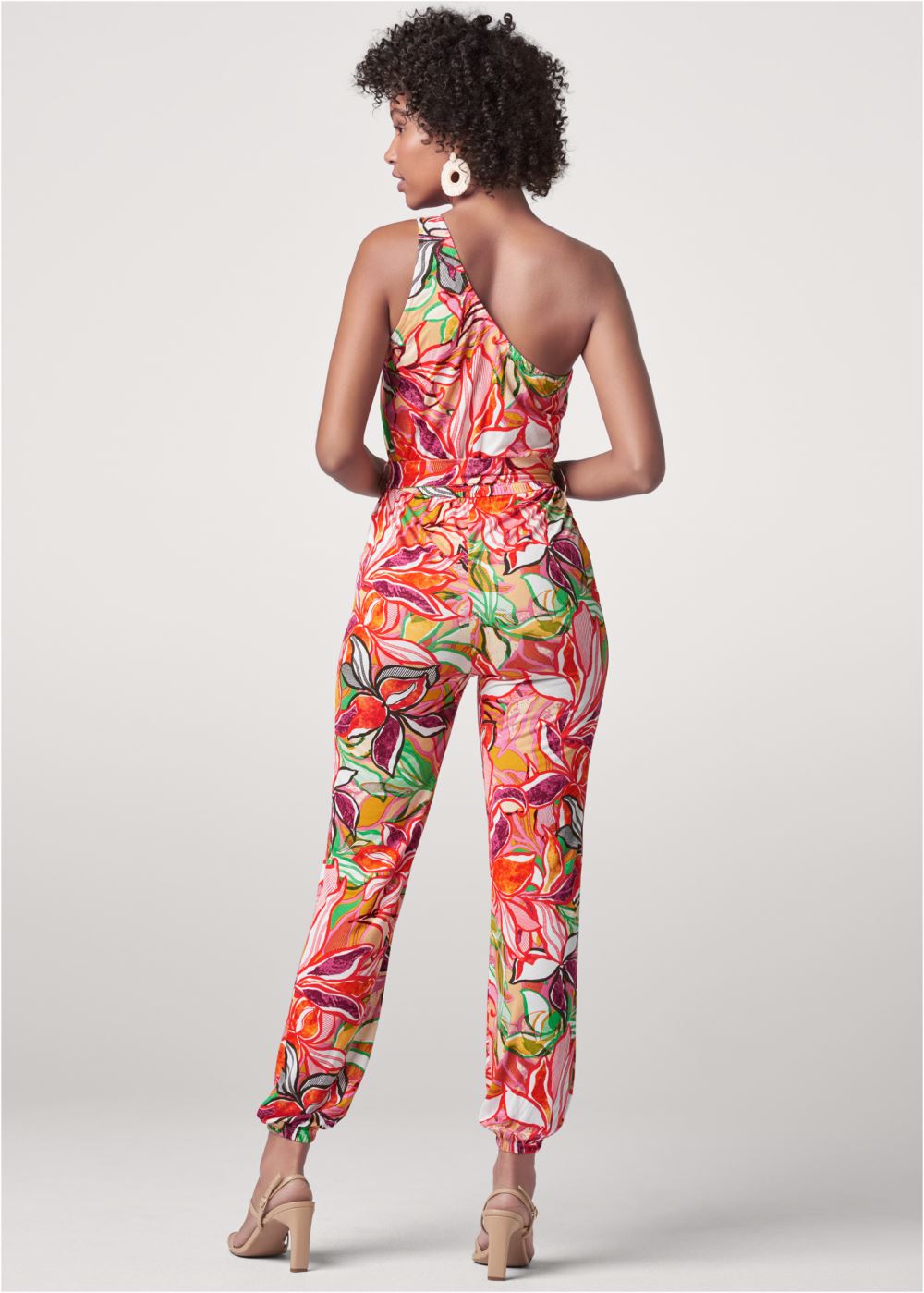 Venus Tropical Printed Jumpsuit in Red Multi