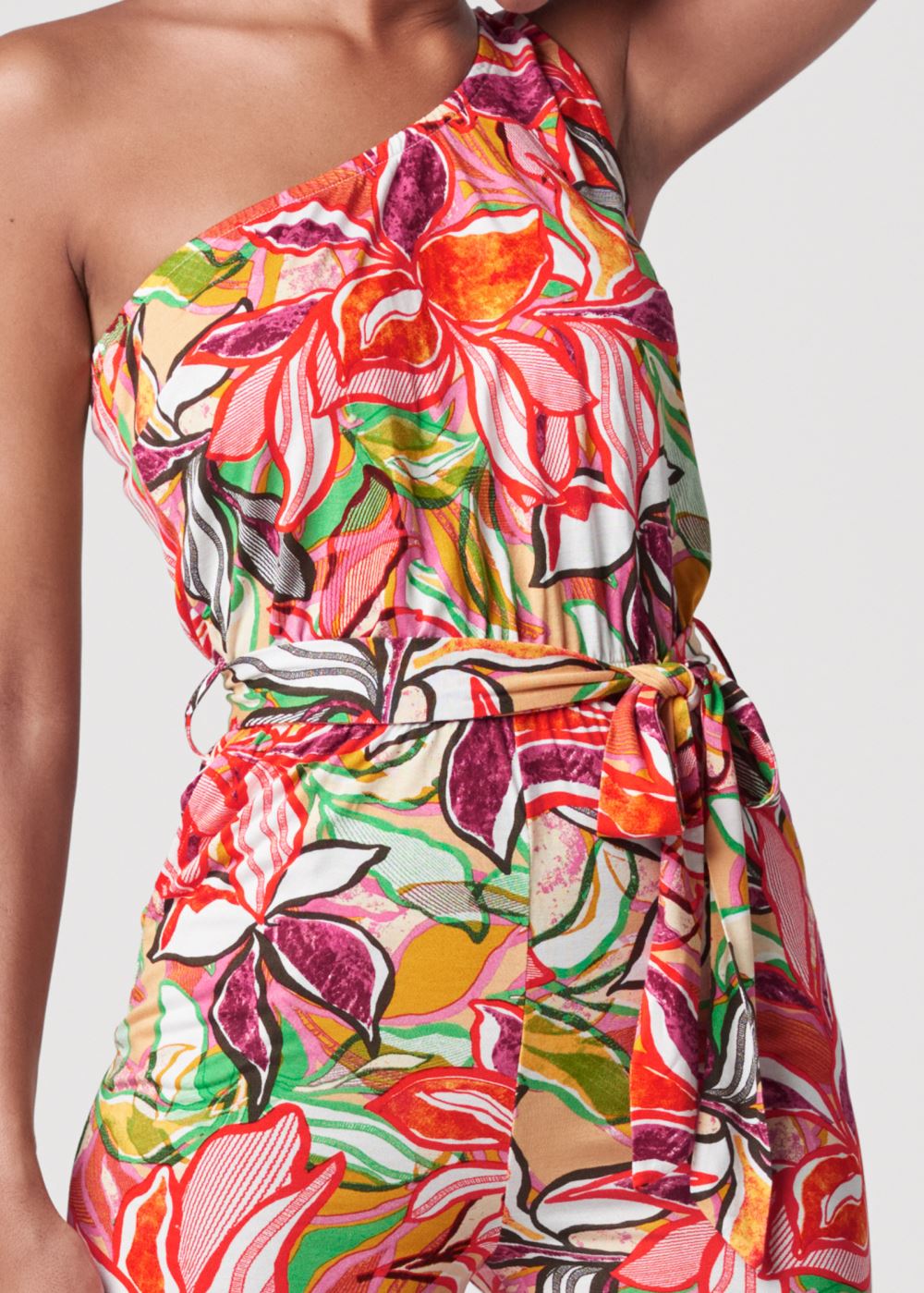 Venus Tropical Printed Jumpsuit in Red Multi